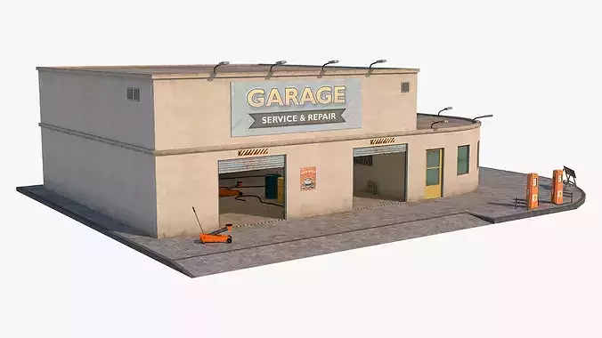 Car Repair Workshop Low-poly 3D model 5