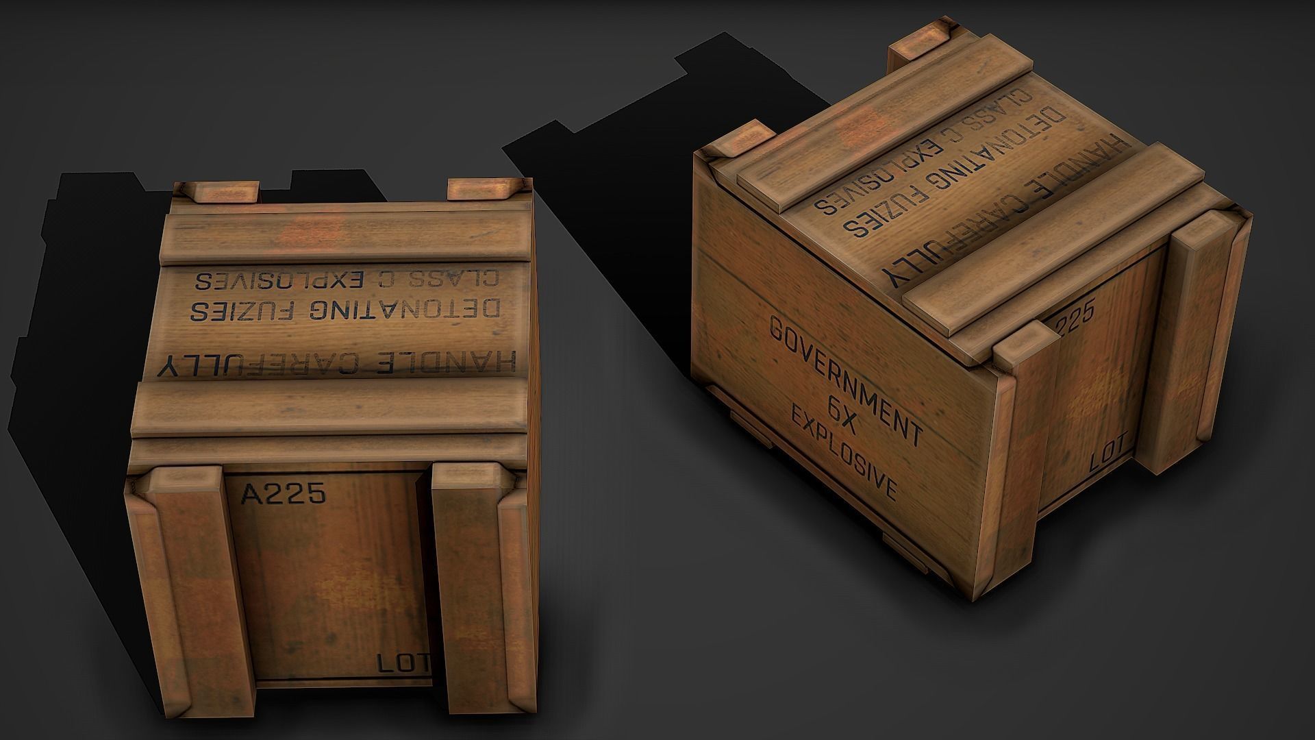 Ammo Crate 02 Low Poly Mobile Ready Low-poly 3D model_3