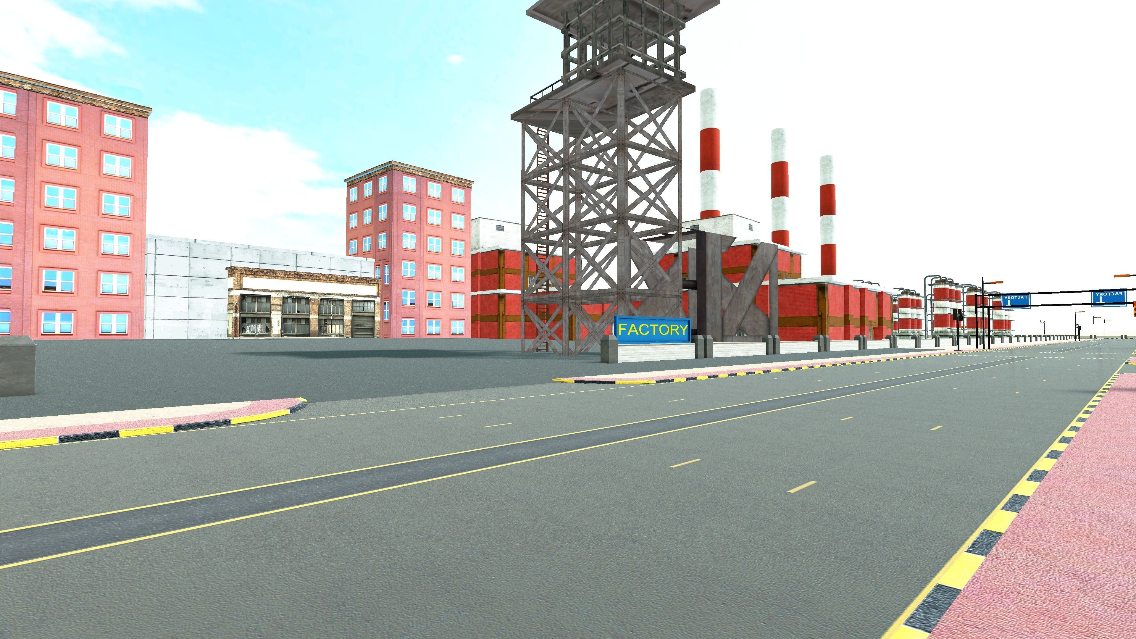 Open world City 3D model LOW POLY Game VR AR Low-poly 3D model_3