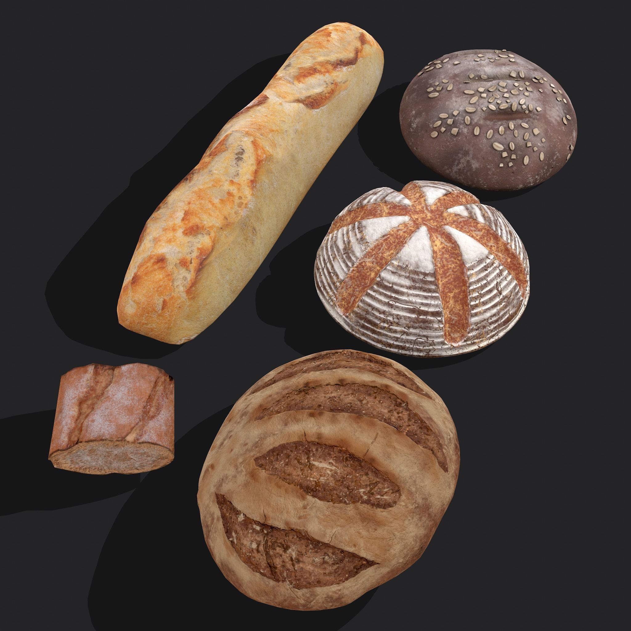 Medieval Style Breads Five Pack 3D Model Collection_14