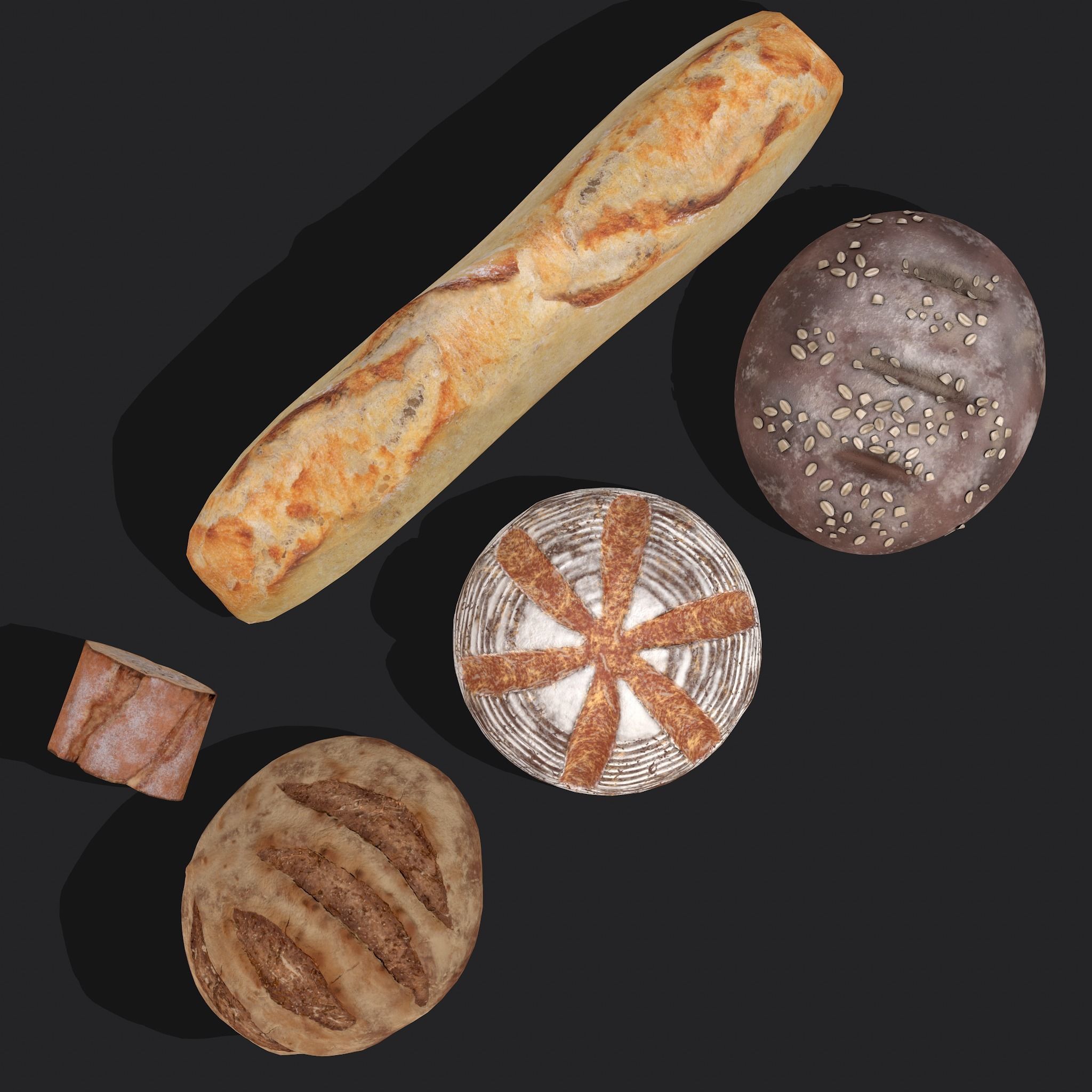Medieval Style Breads Five Pack 3D Model Collection_13