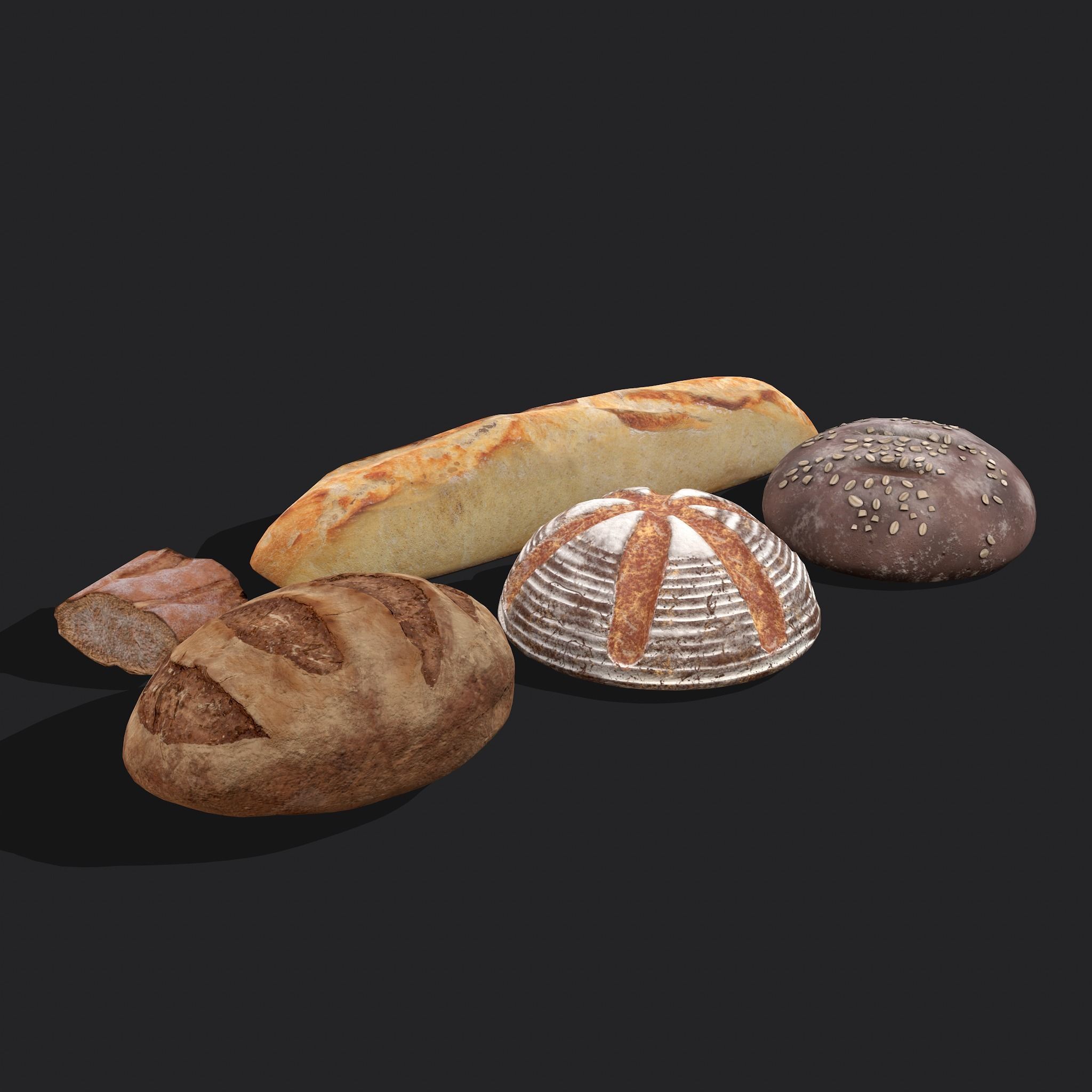 Medieval Style Breads Five Pack 3D Model Collection_7