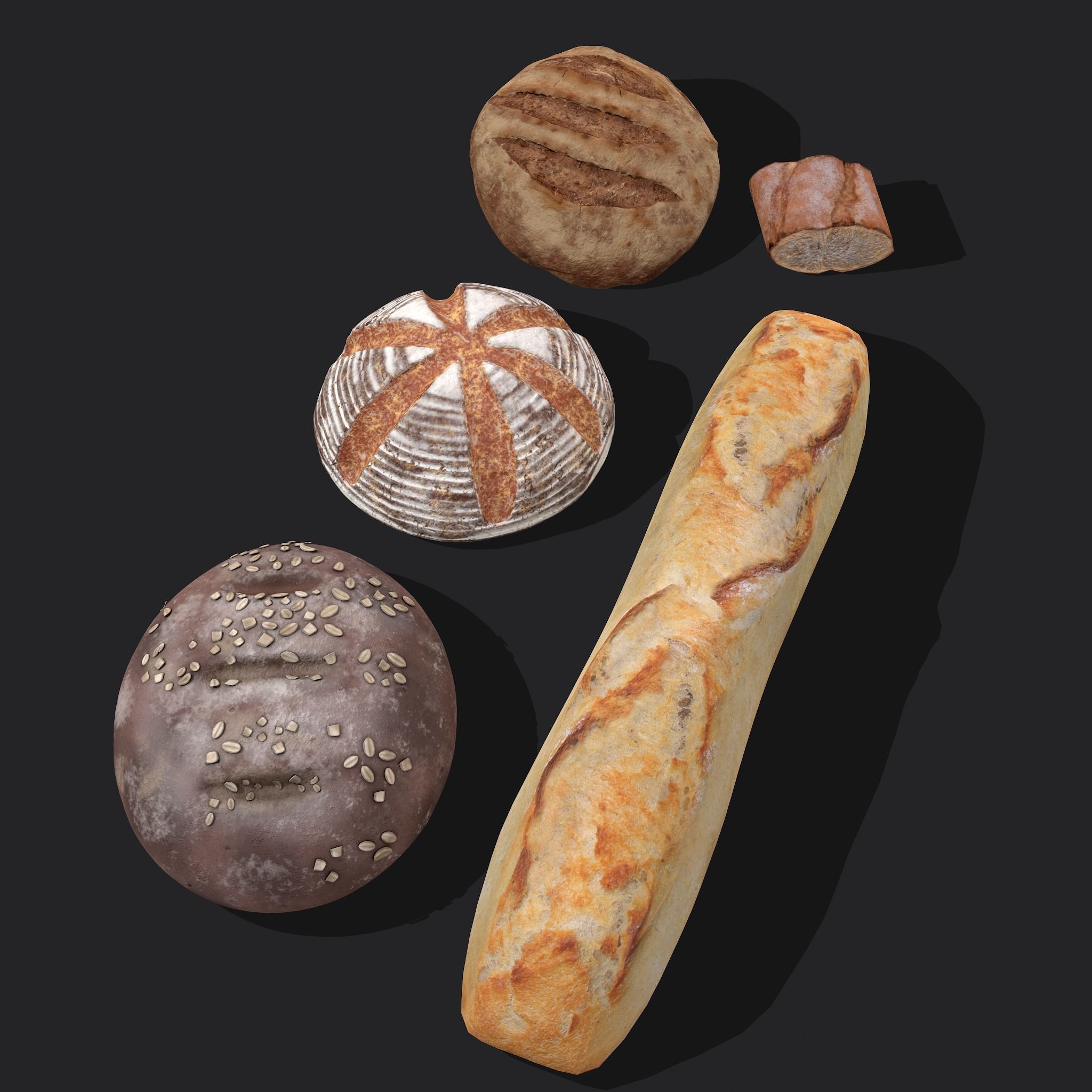 Medieval Style Breads Five Pack 3D Model Collection_10