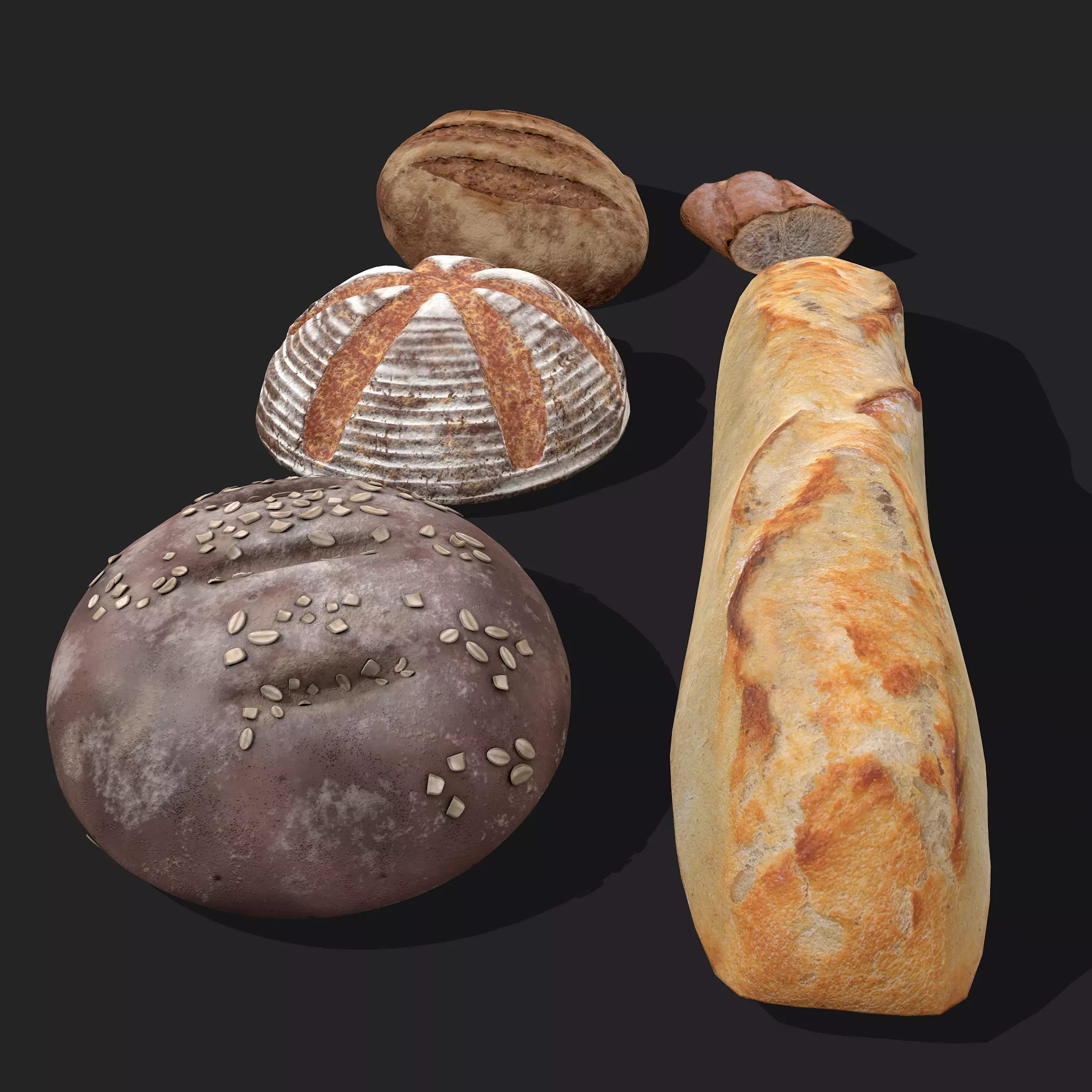 Medieval Style Breads Five Pack 3D Model Collection_0