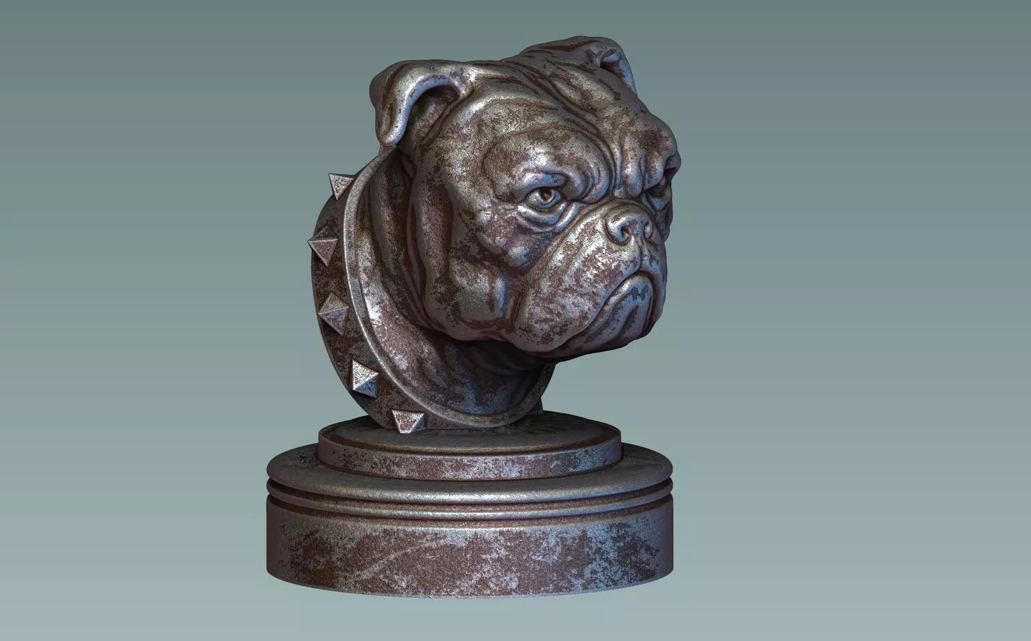 English Bulldog Head 3D print model_0