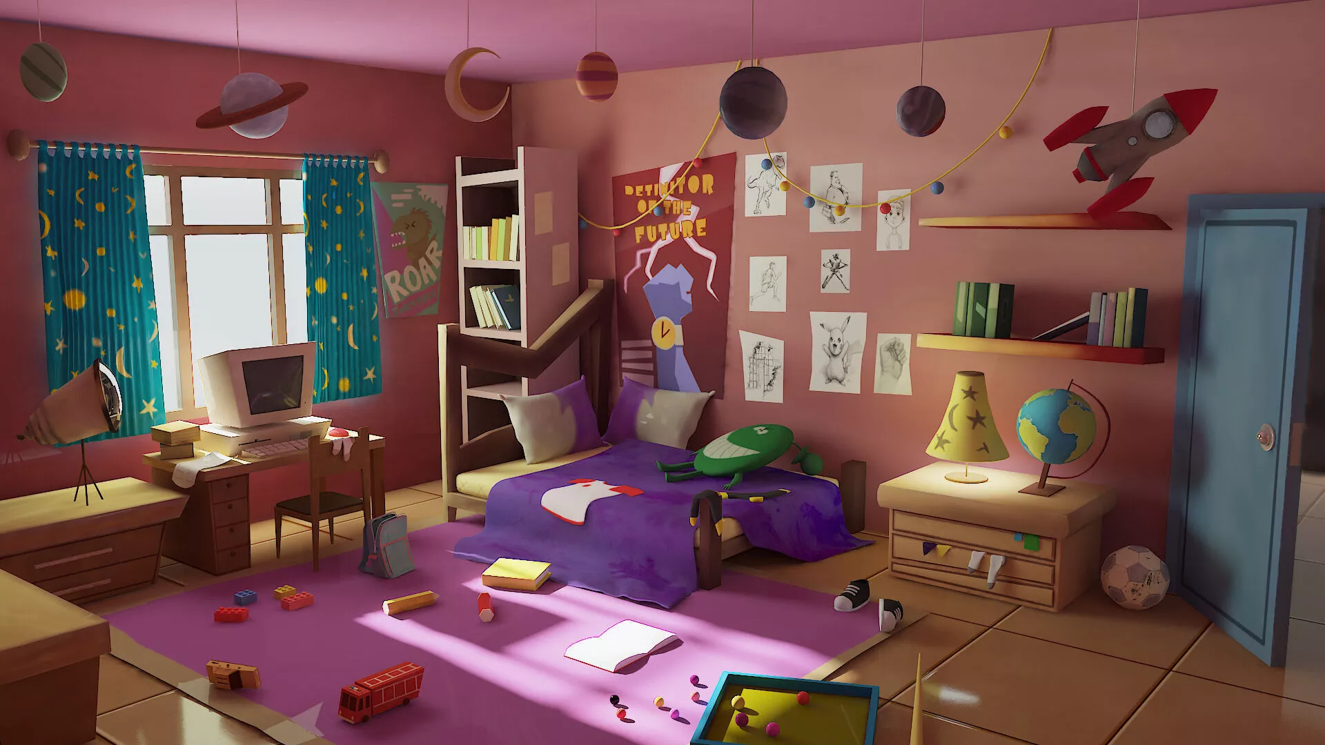 cartoon Bedroom 3d Low-poly 3D model