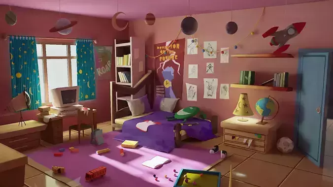 cartoon Bedroom 3d 