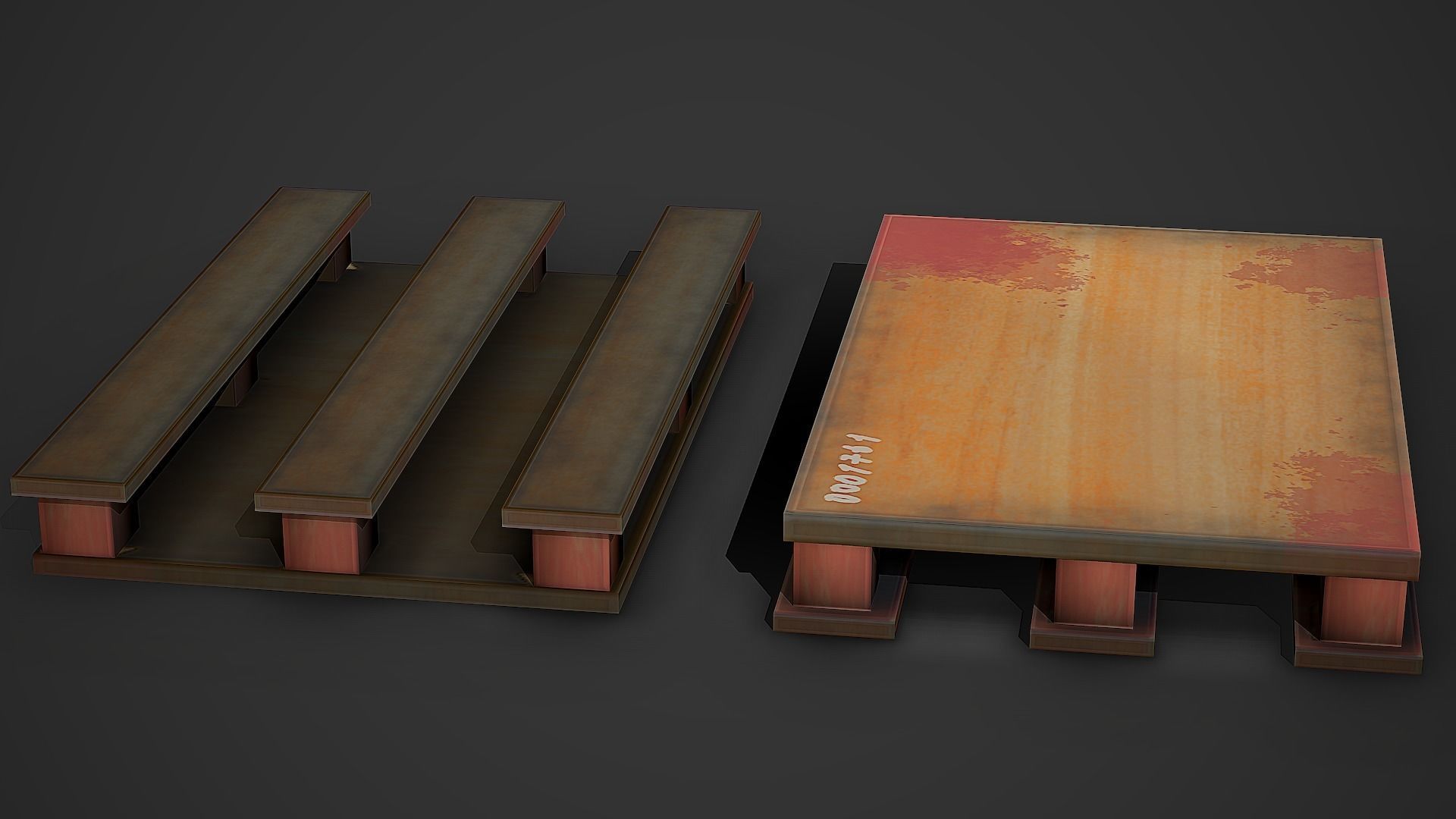 Old Pallet 01 Low Poly Mobile Ready Low-poly 3D model_2