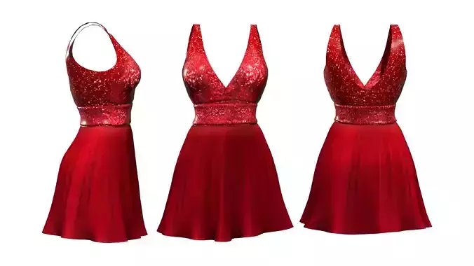 Deep Cleavage Skater Dress