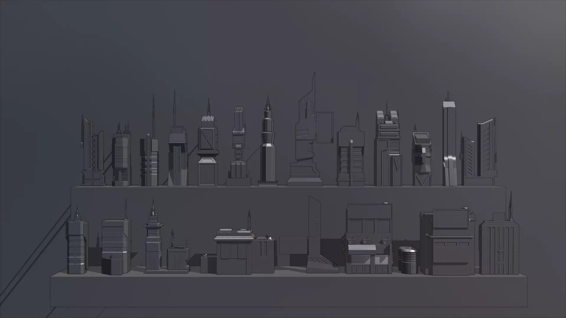 21 Low Poly Sci-Fi Buildings Low-poly 3D model_0