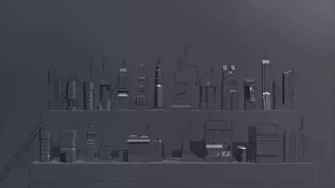21 Low Poly Sci-Fi Buildings