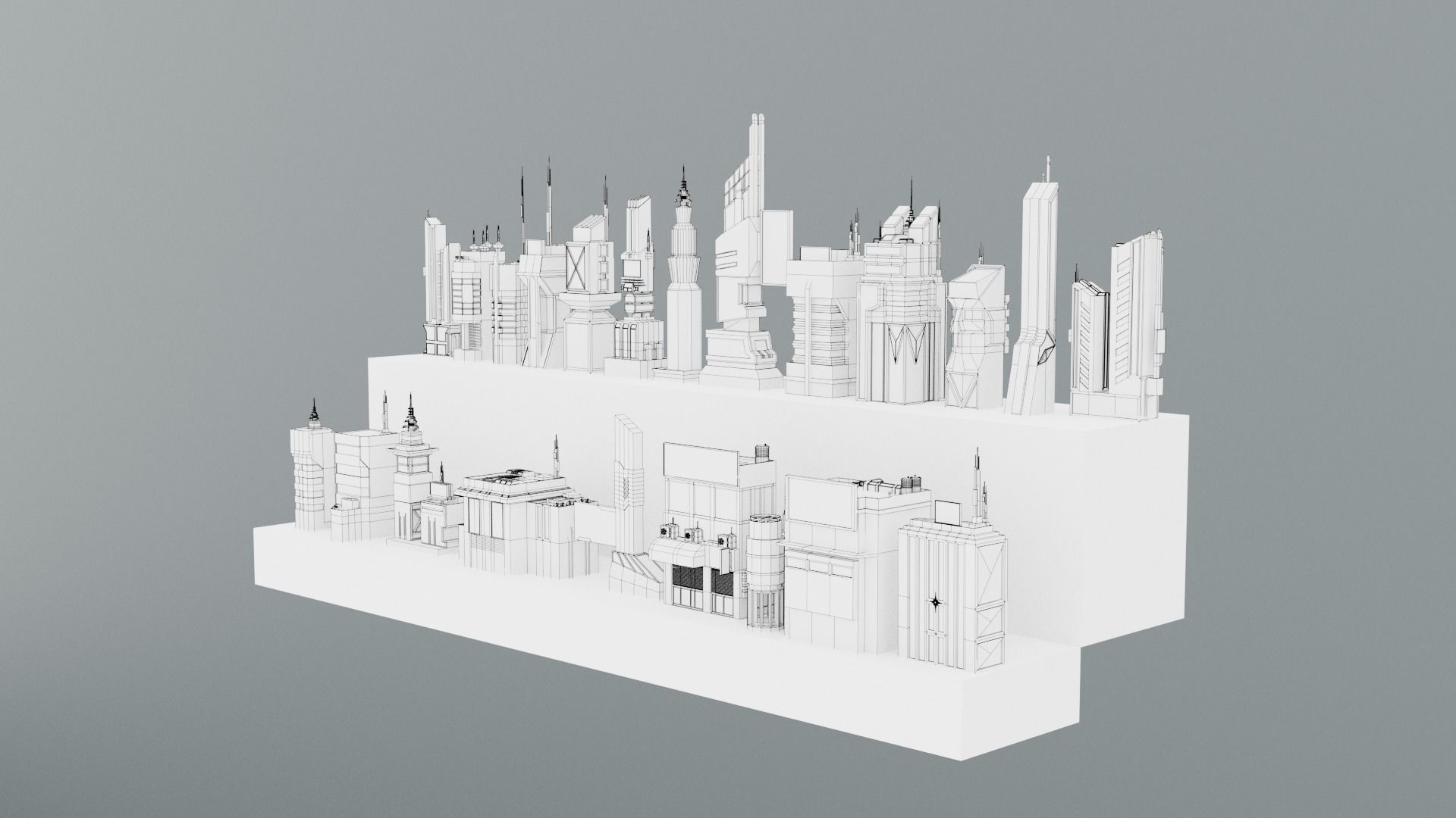 21 Low Poly Sci-Fi Buildings Low-poly 3D model_3
