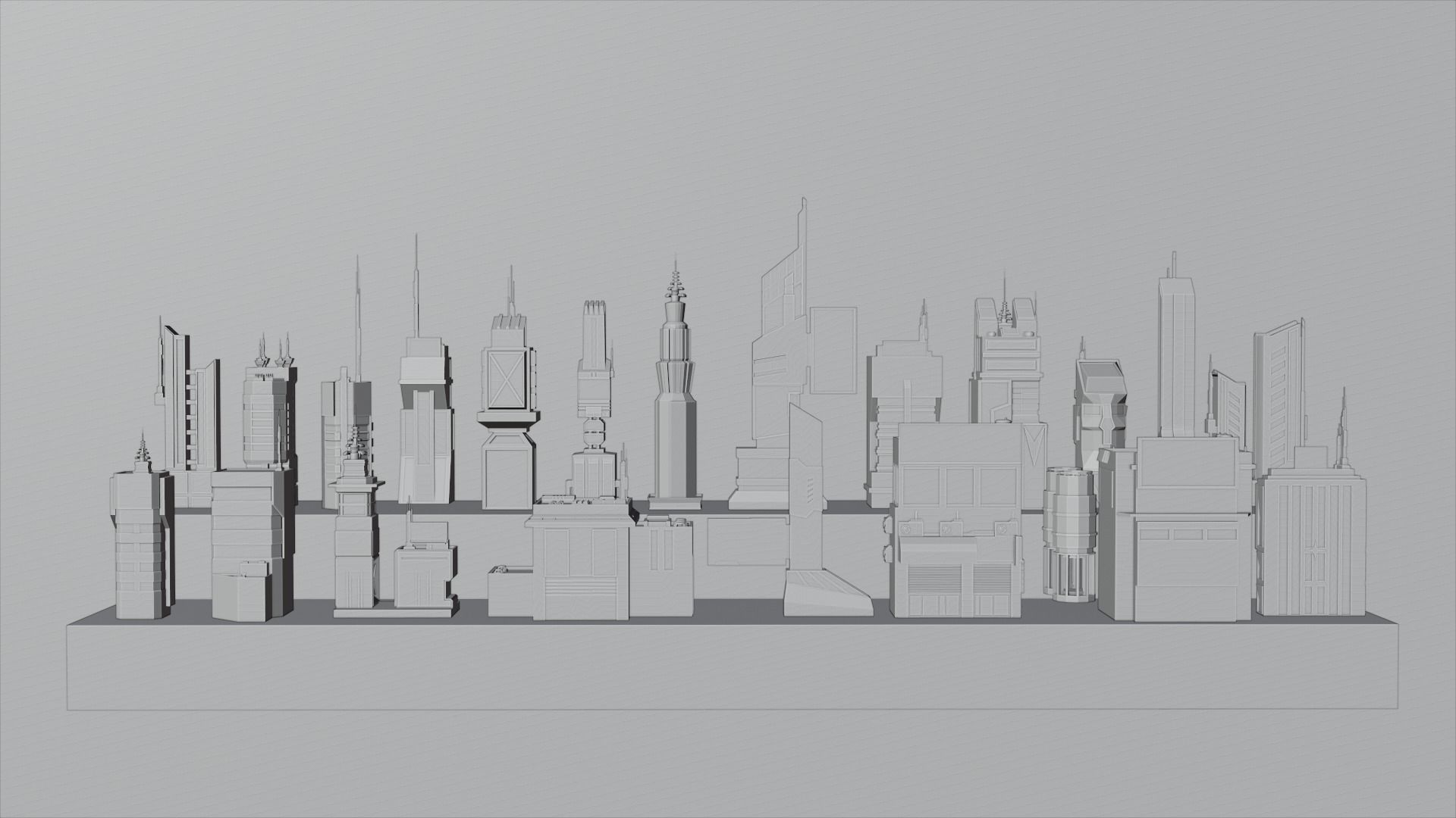 21 Low Poly Sci-Fi Buildings Low-poly 3D model_4