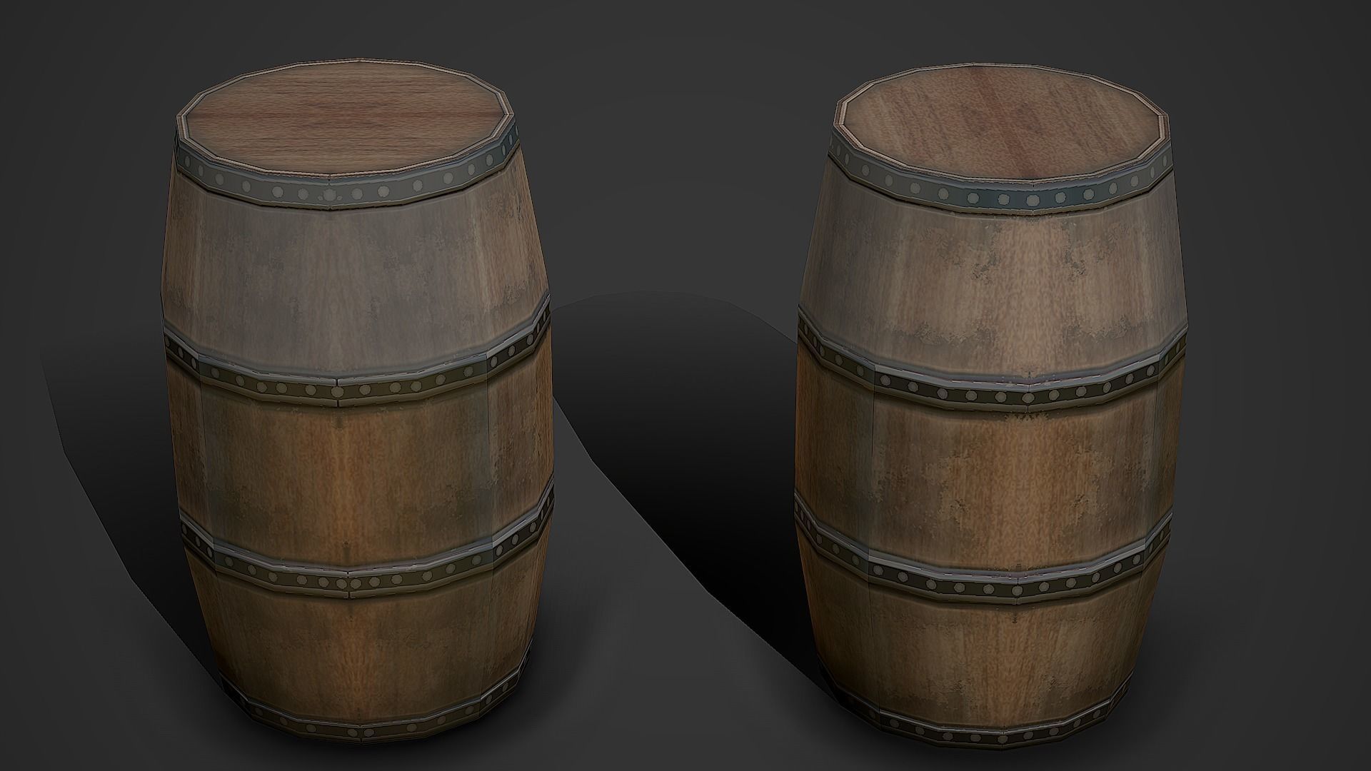 Wooden Barrel 01 Low Poly Mobile Ready Low-poly 3D model_2