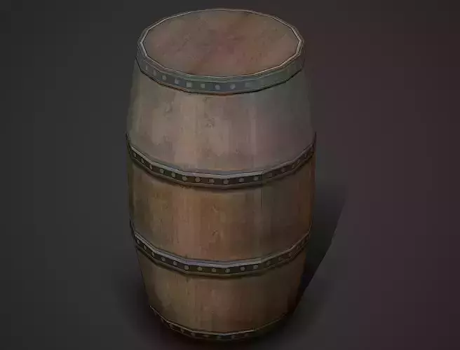 Wooden Barrel 01 Low Poly Mobile Ready Low-poly 3D model
