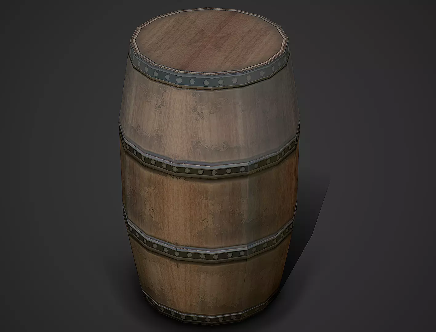 Wooden Barrel 01 Low Poly Mobile Ready Low-poly 3D model_0