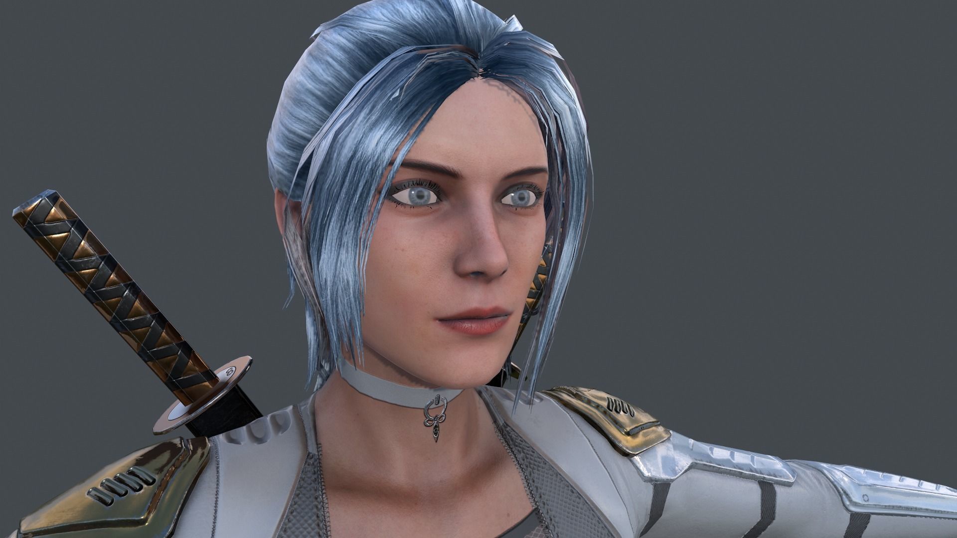 Ninja Female Rigged Low-poly 3D model_15