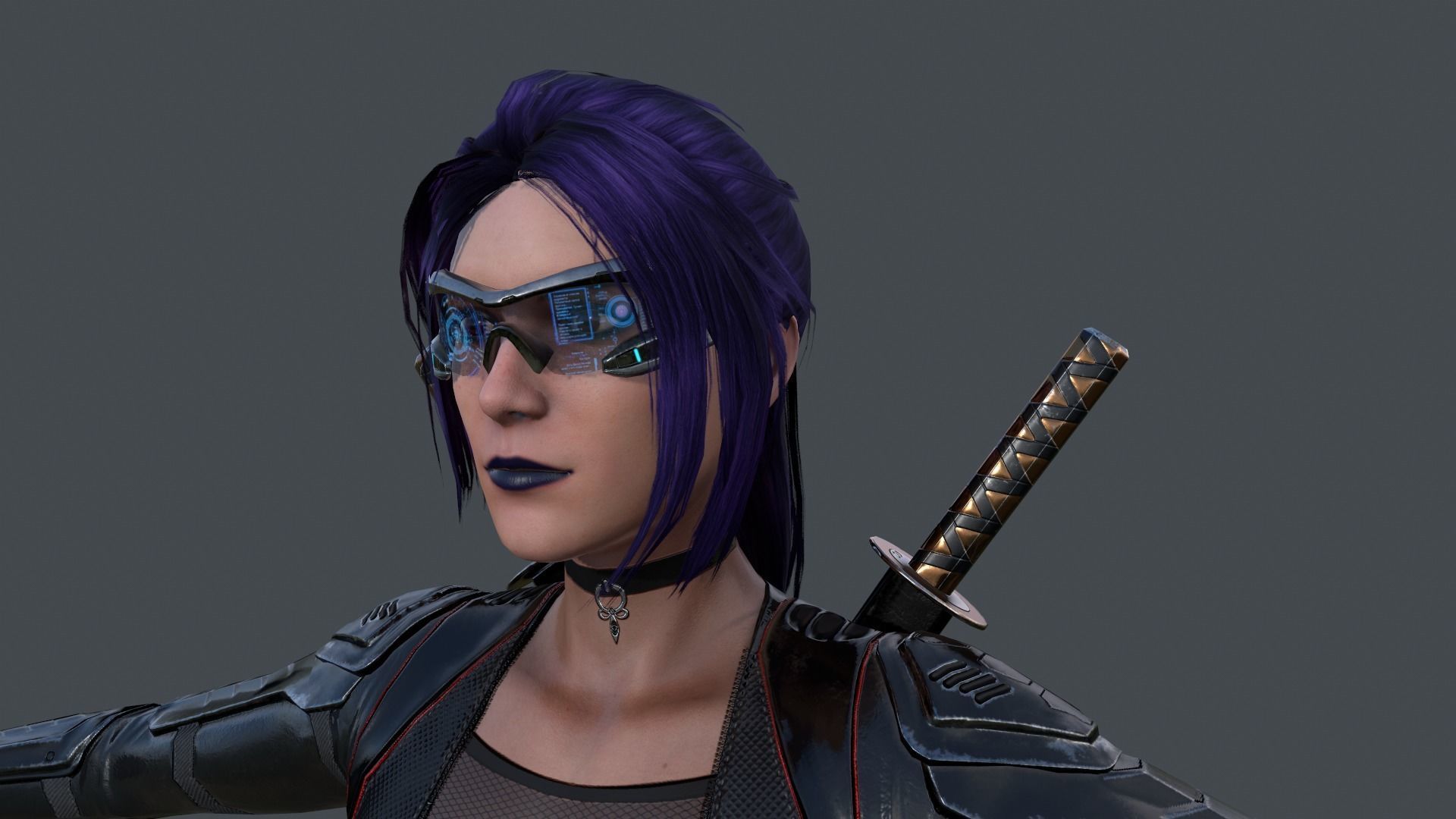 Ninja Female Rigged Low-poly 3D model_13