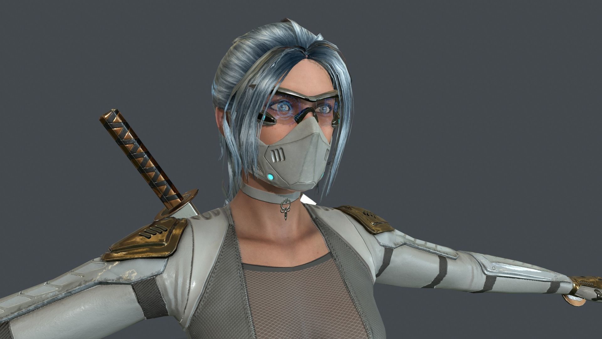 Ninja Female Rigged Low-poly 3D model_16