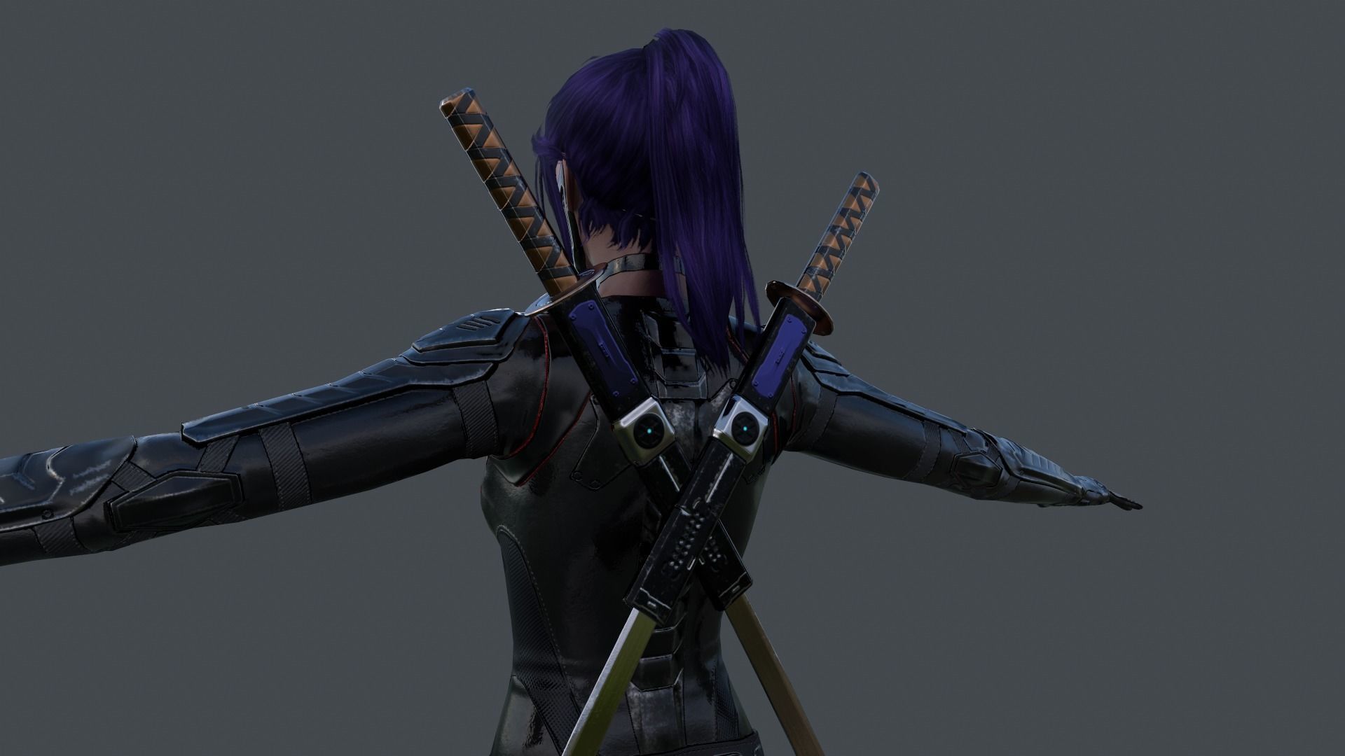 Ninja Female Rigged Low-poly 3D model_12