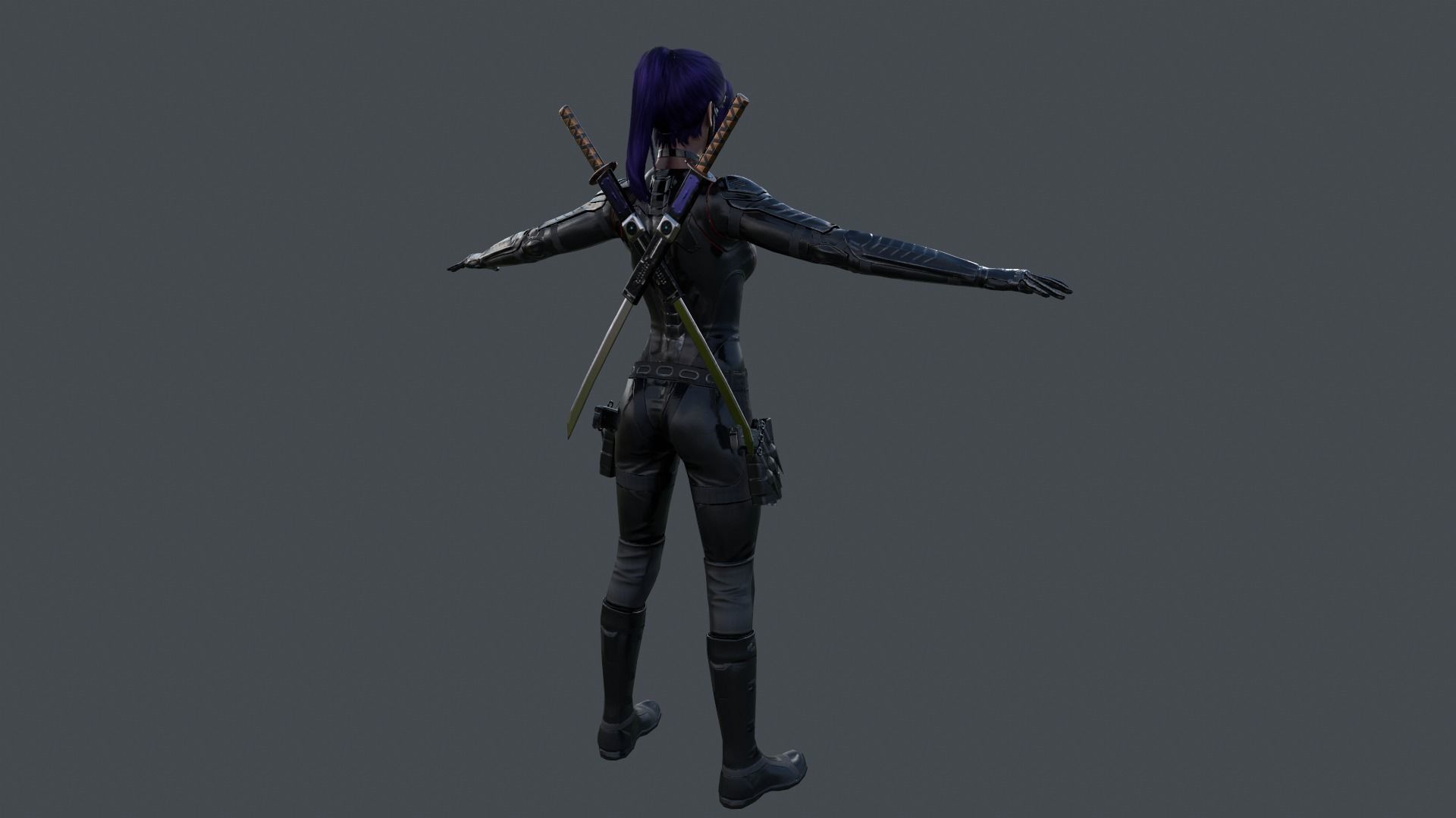 Ninja Female Rigged Low-poly 3D model_10