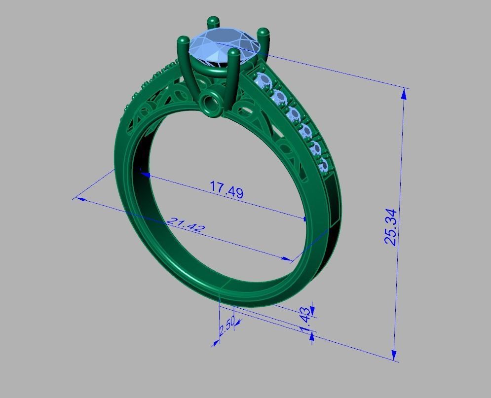 Engagment Diamond Ring 3D print model_3