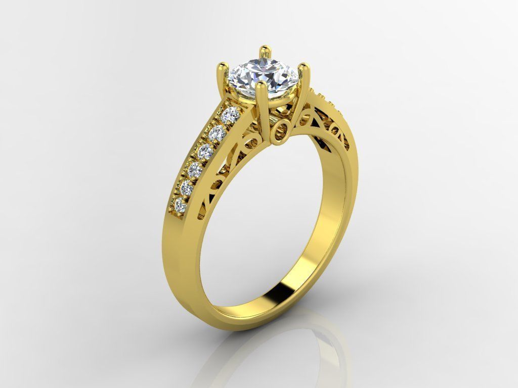 Engagment Diamond Ring 3D print model_1