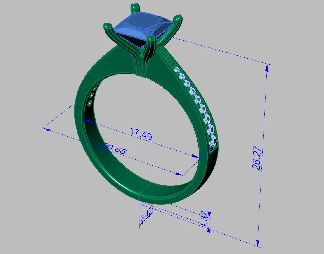 Diamond Jewelry Engagment Ring 3D print model_4