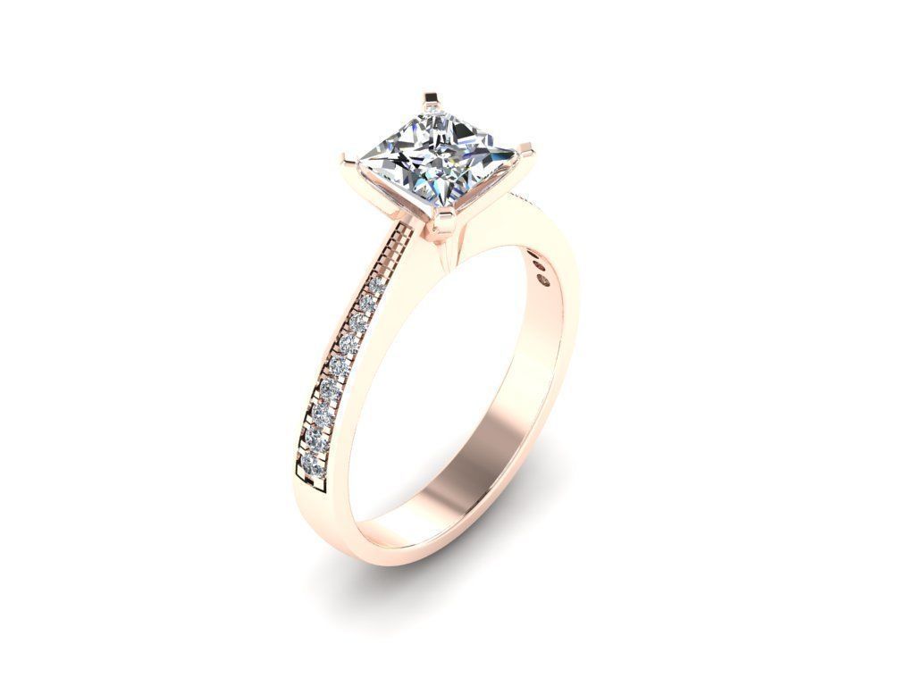 Diamond Jewelry Engagment Ring 3D print model_1
