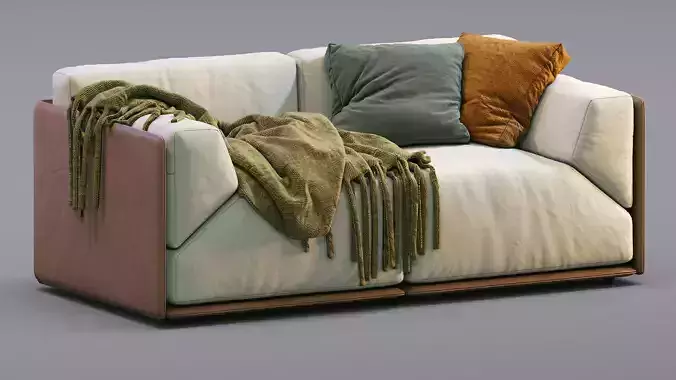 Meridiani Leather Sofa Bacon 3D model