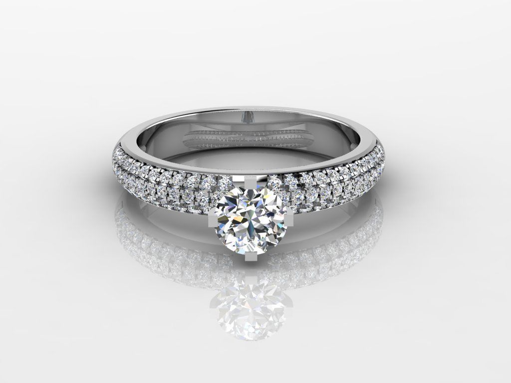 Diamond Jewelry Engagment Ring 3D print model_1