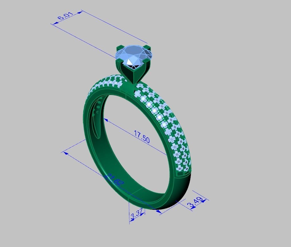 Diamond Jewelry Engagment Ring 3D print model_5