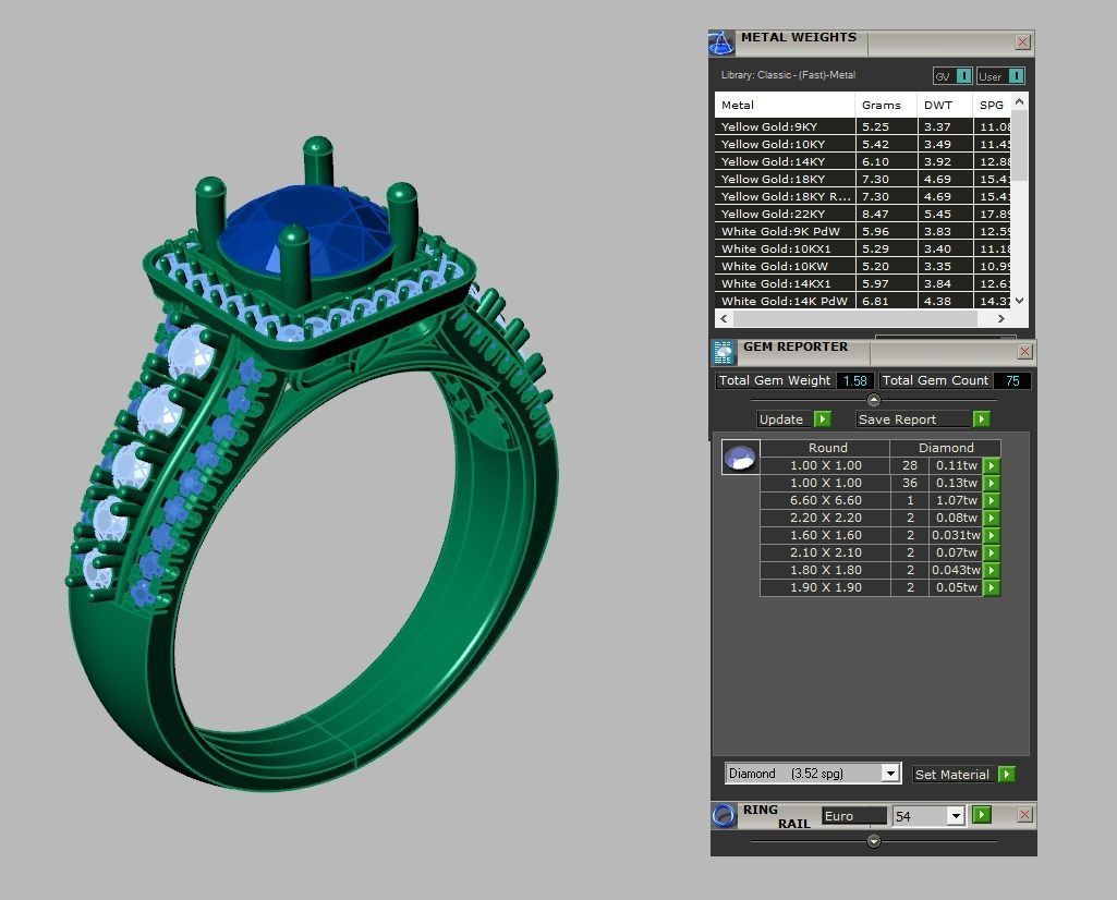 Diamond Jewelry Engagment Ring 3D print model_4