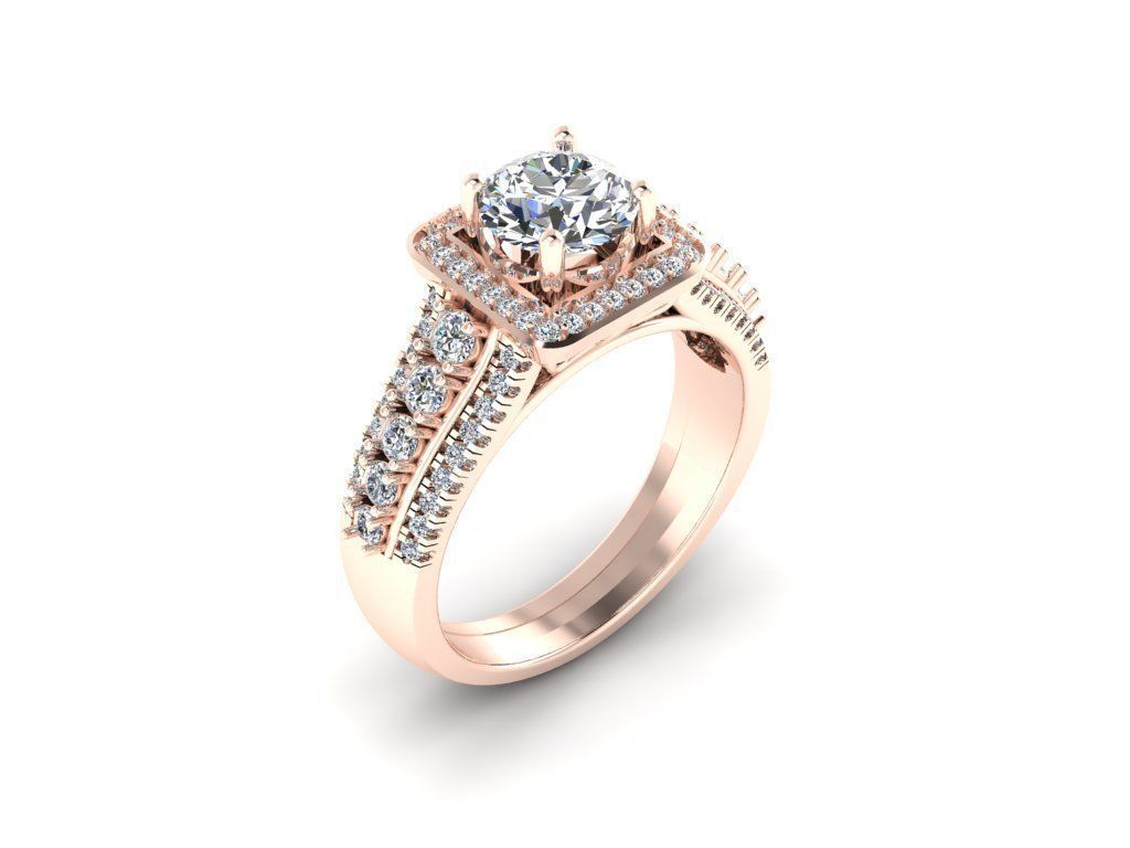 Diamond Jewelry Engagment Ring 3D print model_1