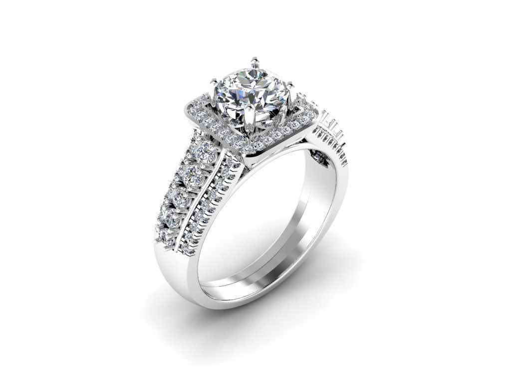 Diamond Jewelry Engagment Ring 3D print model_9