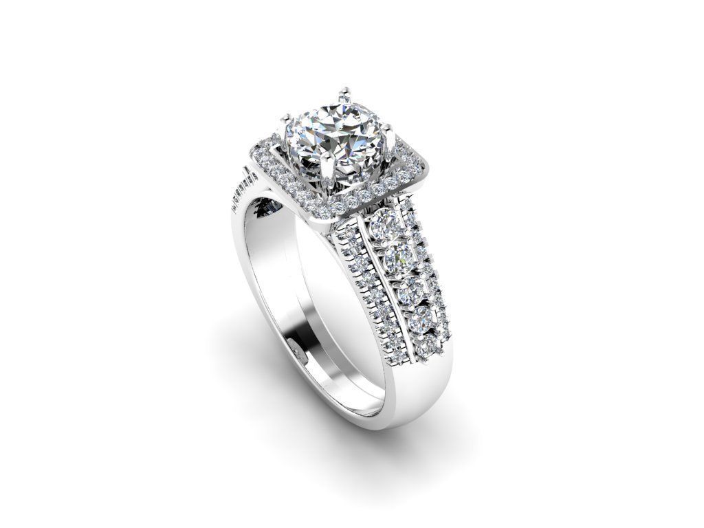 Diamond Jewelry Engagment Ring 3D print model_10