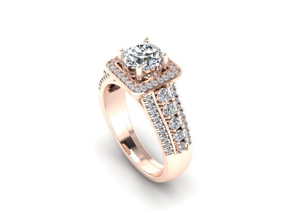 Diamond Jewelry Engagment Ring 3D print model_7