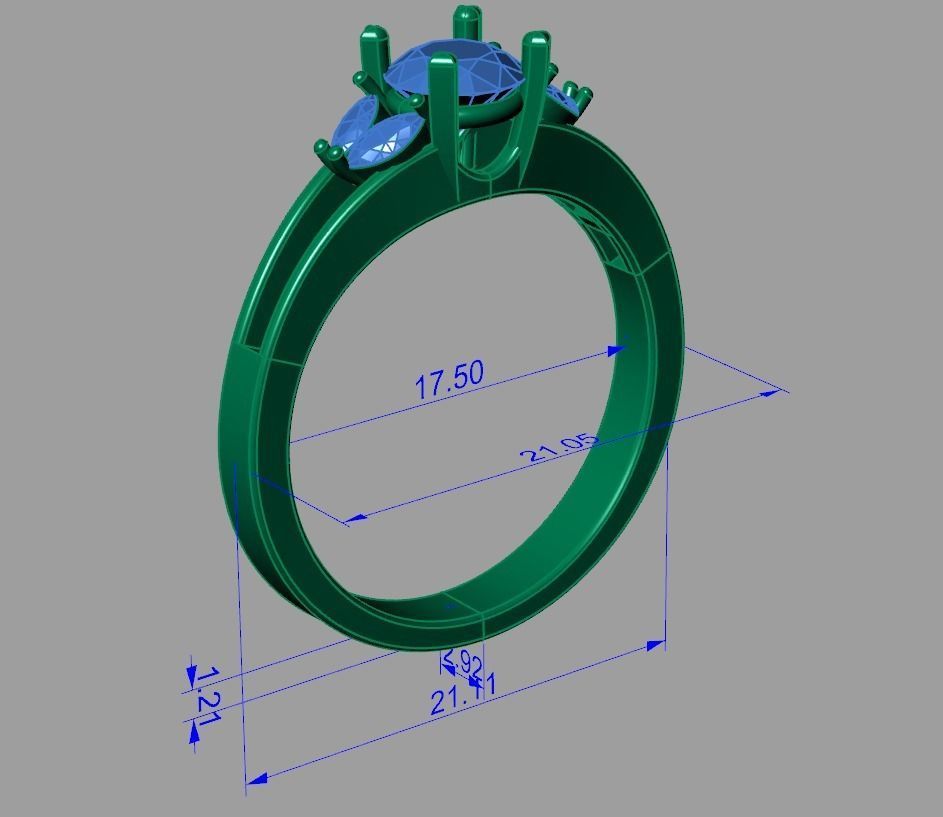 Diamond Jewelry Engagment Ring 3D print model_3