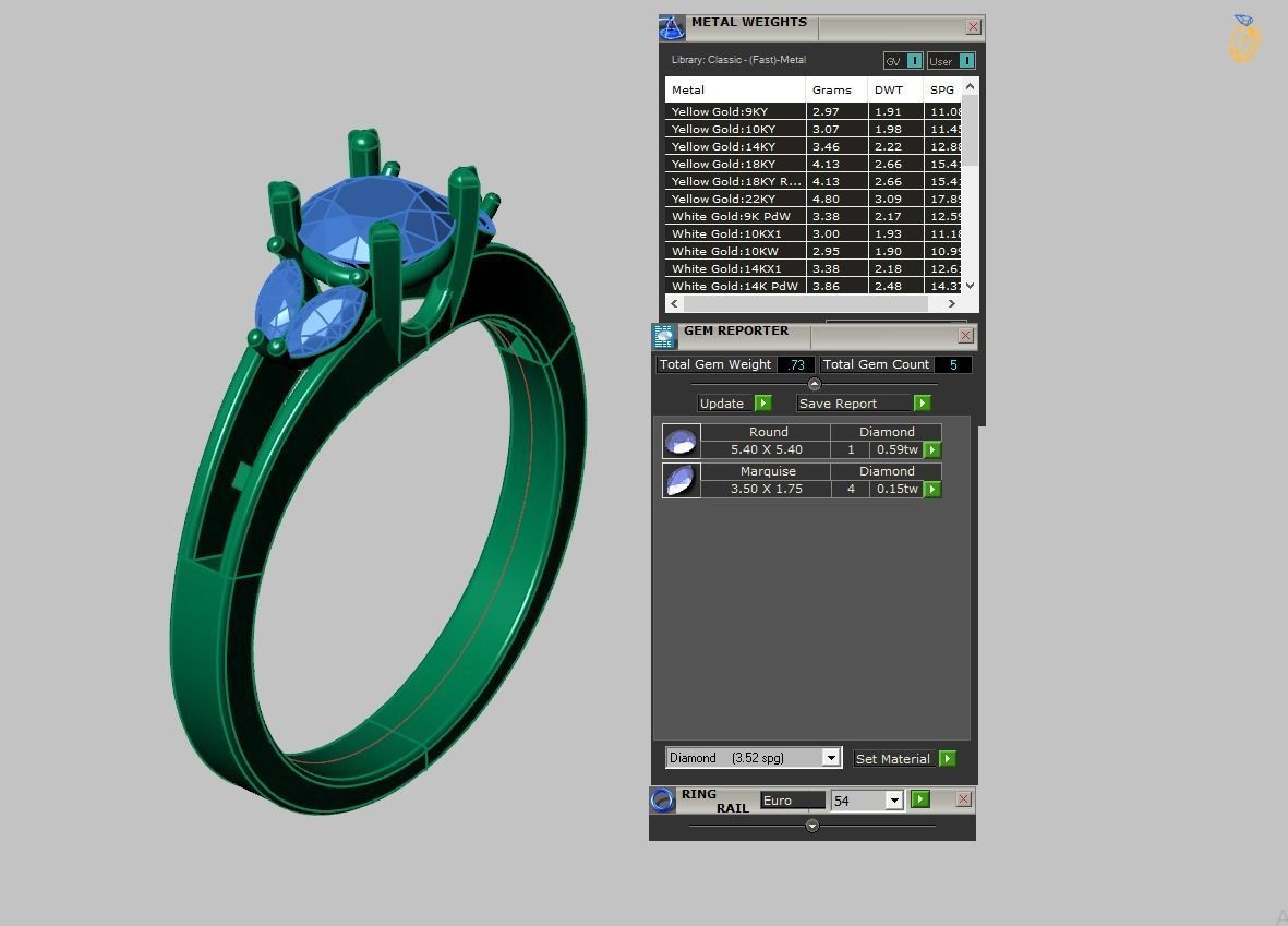 Diamond Jewelry Engagment Ring 3D print model_4