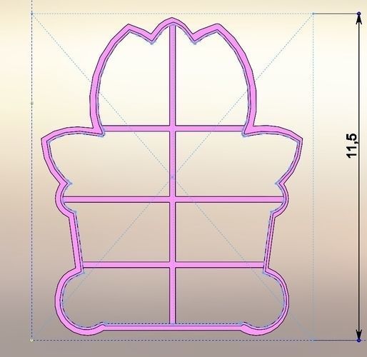 Flower tulip and tulip in a pot - cookie cutter 3D print model_1