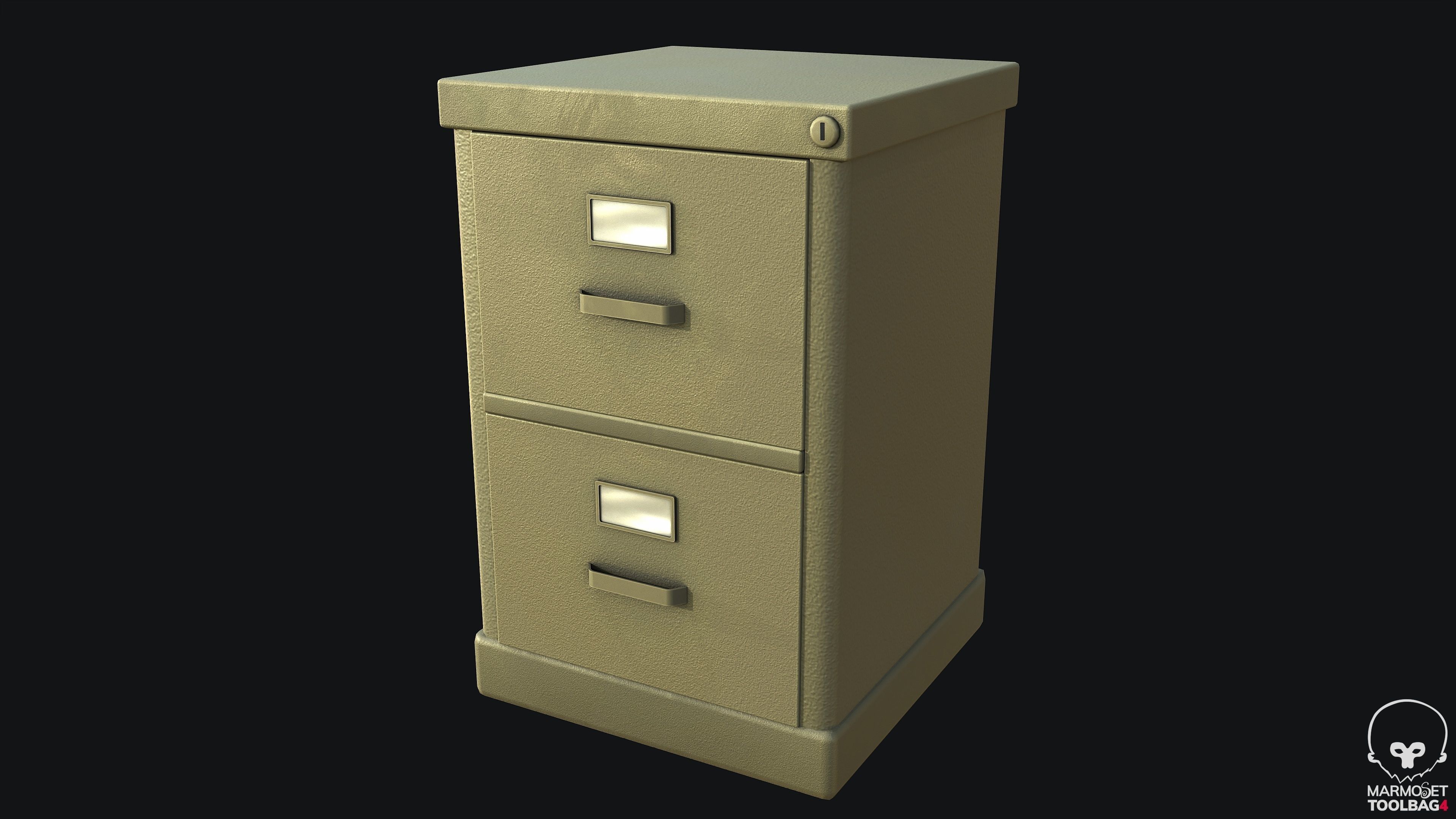 Filing Cabinet Modular Green PBR Game Ready Low-poly 3D model_2