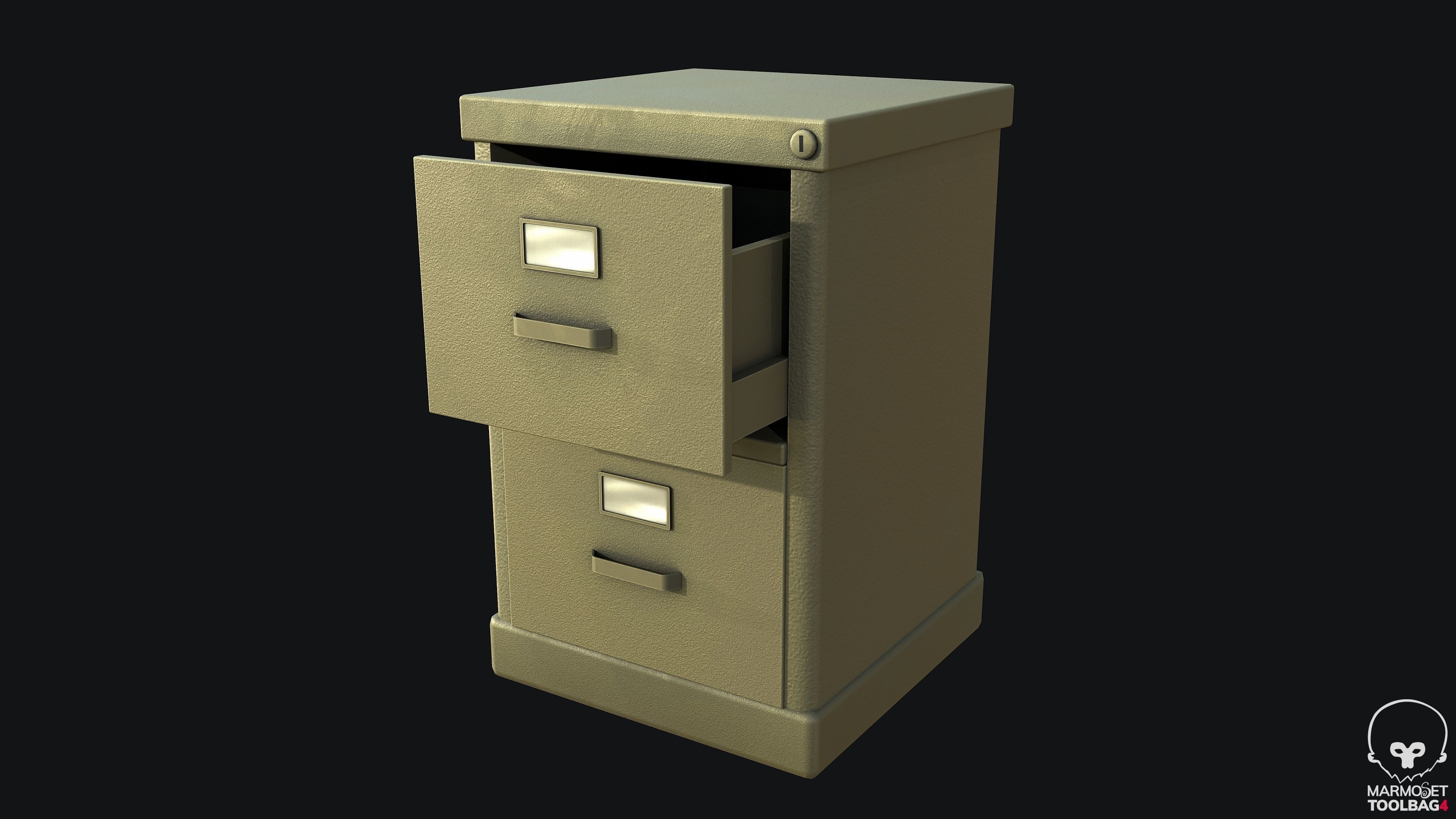 Filing Cabinet Modular Green PBR Game Ready Low-poly 3D model_5