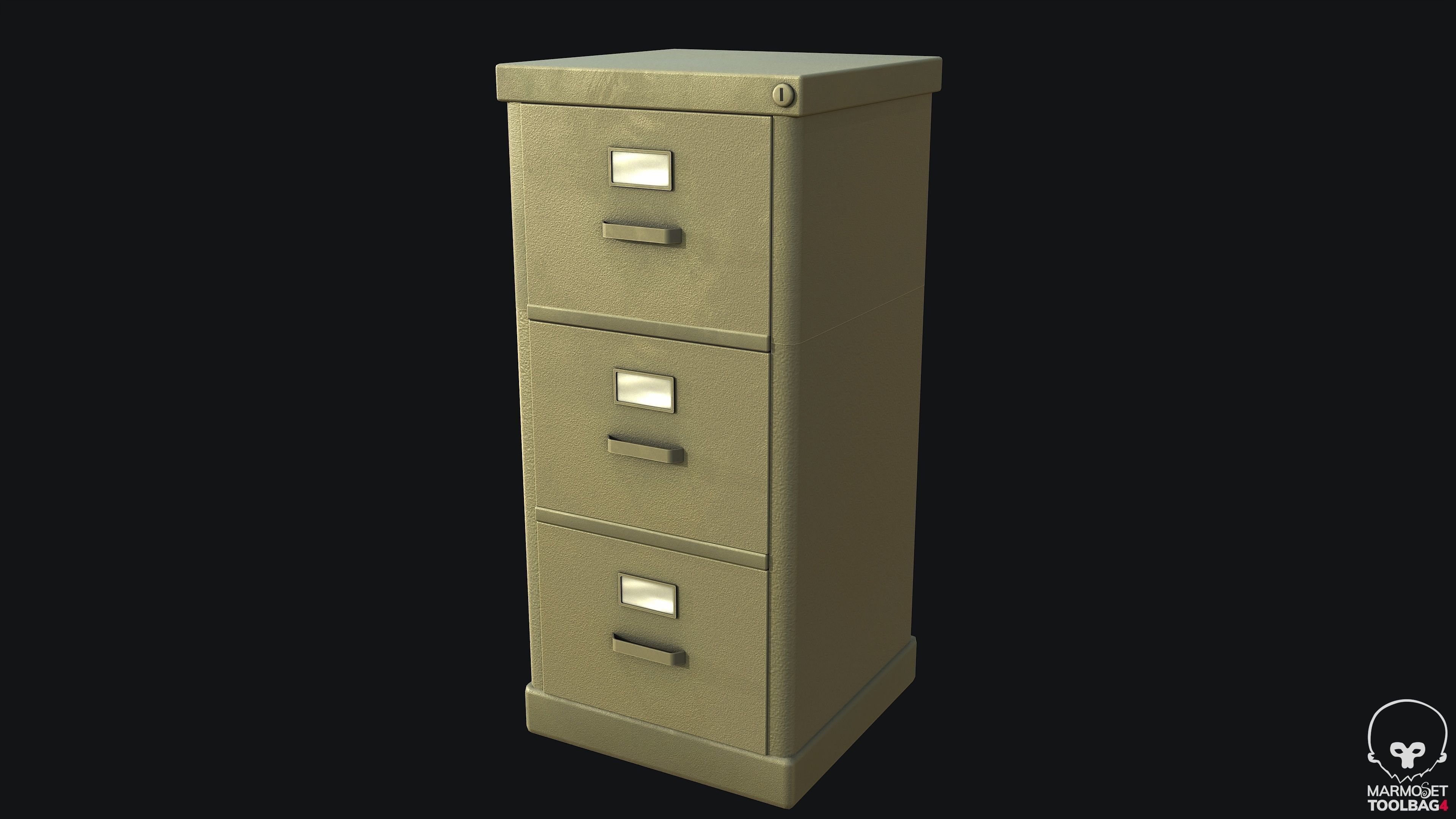 Filing Cabinet Modular Green PBR Game Ready Low-poly 3D model_3