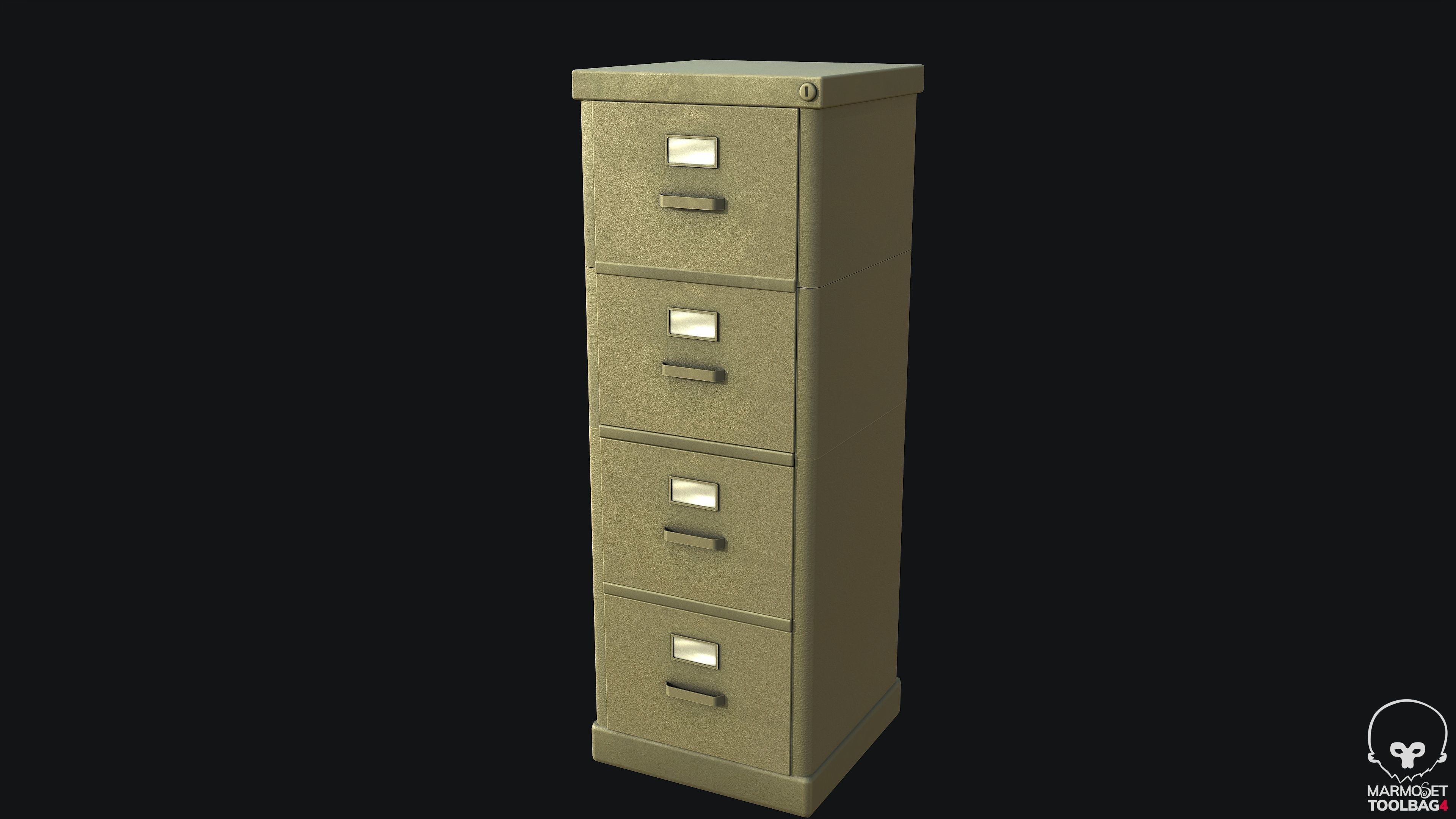 Filing Cabinet Modular Green PBR Game Ready Low-poly 3D model_6