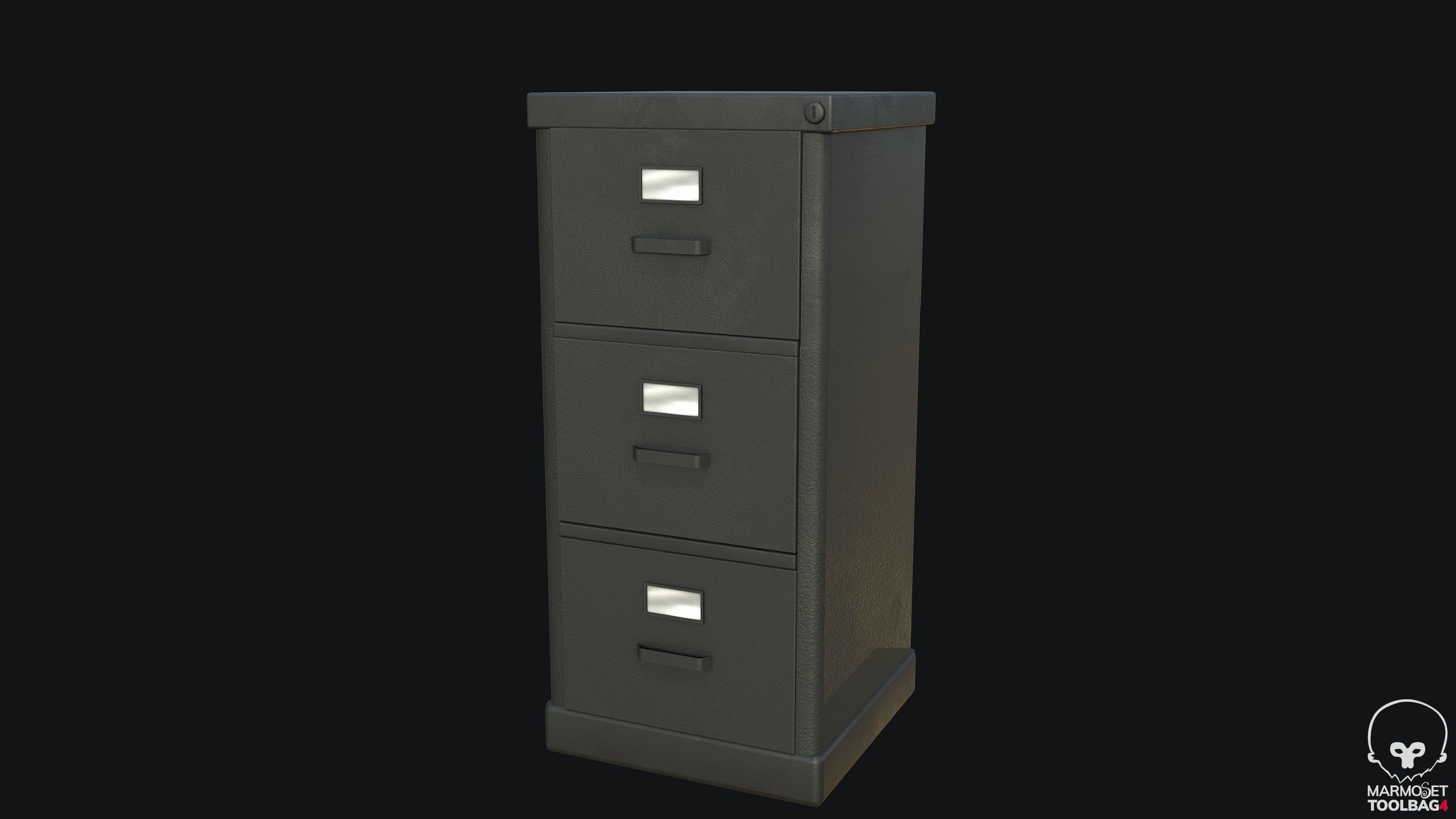Filing Cabinet Modular Black PBR Game Ready Low-poly 3D model_5