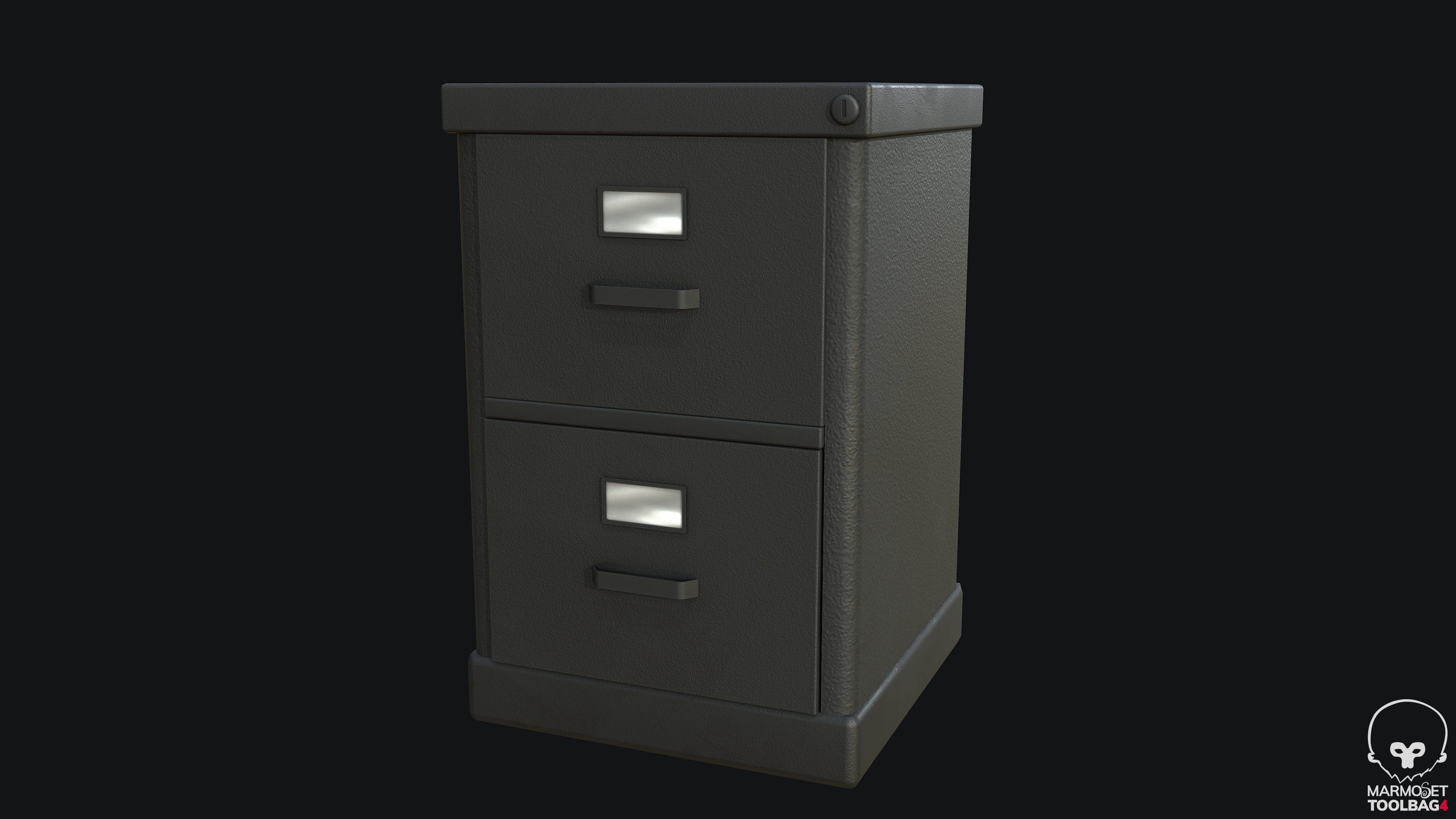 Filing Cabinet Modular Black PBR Game Ready Low-poly 3D model_3