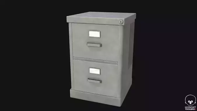 Filing Cabinet Modular Grey PBR Game Ready Low-poly 3D model