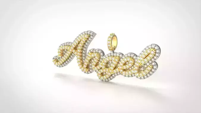 Model 377  Name Digit Necklace Angel Diamond