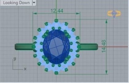 Oval Shape Halo Ring 250 3D print model_2