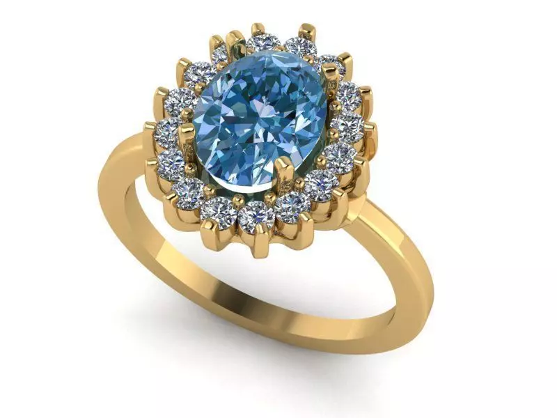 Oval Shape Halo Ring 250 3D print model_0